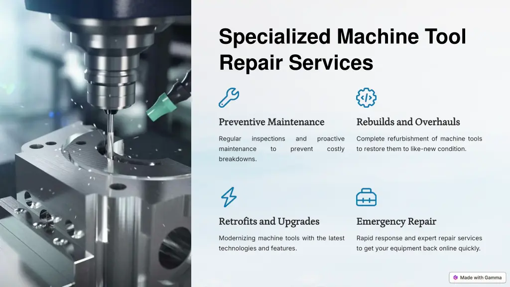 specialized machine tool repair services