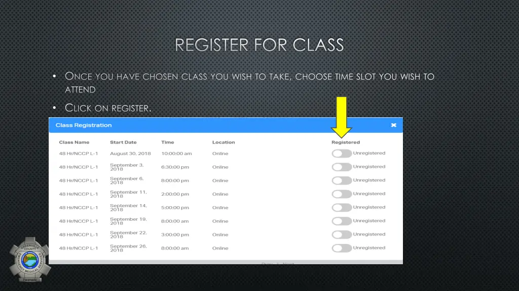 register for class