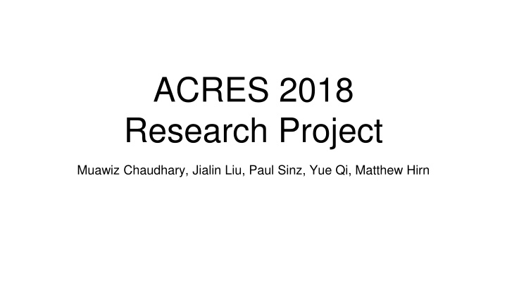 acres 2018 research project