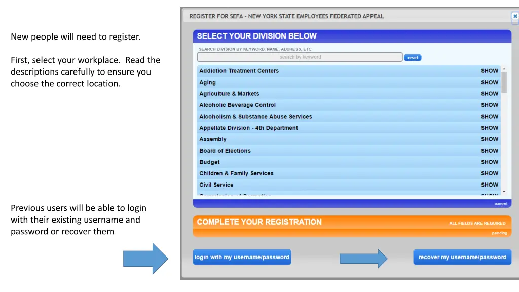 new people will need to register