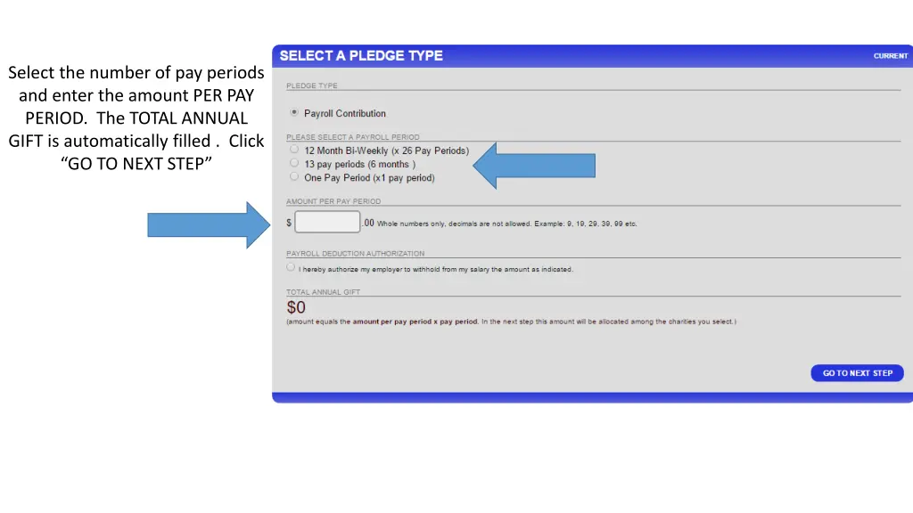 select the number of pay periods and enter