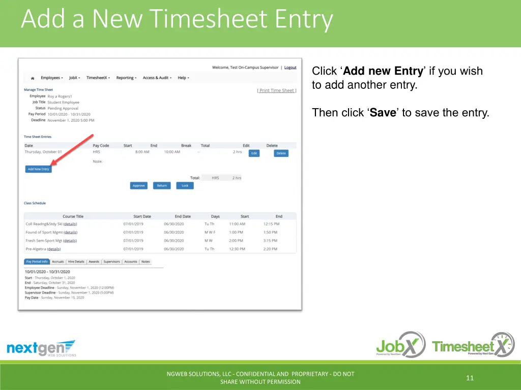 add a new timesheet entry