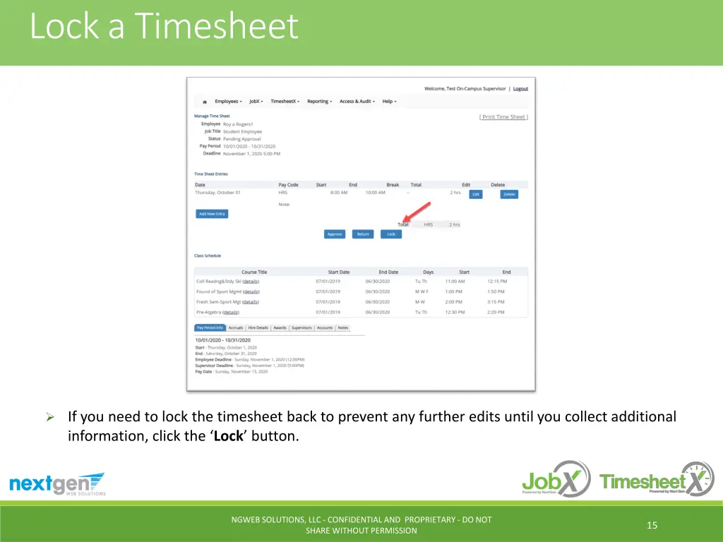 lock a timesheet