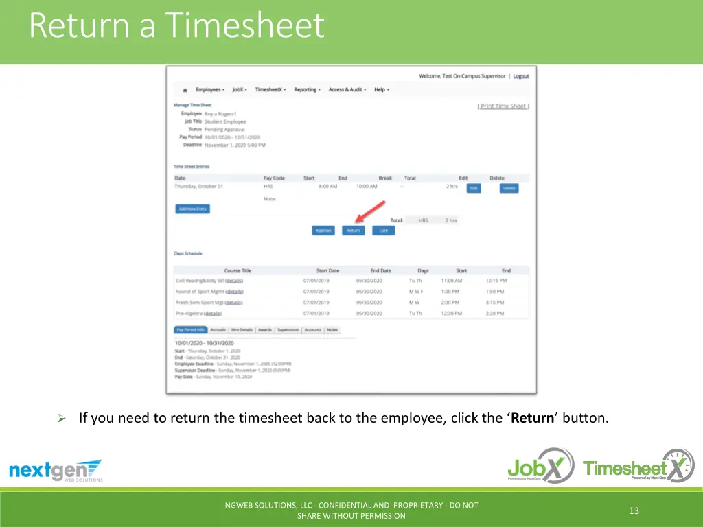 return a timesheet