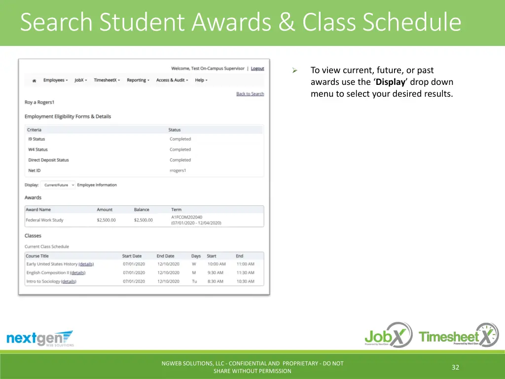 search student awards class schedule 2