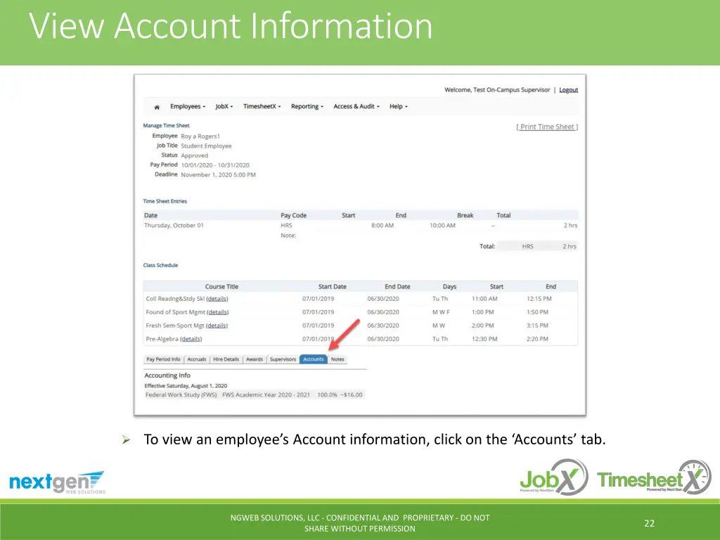 view account information