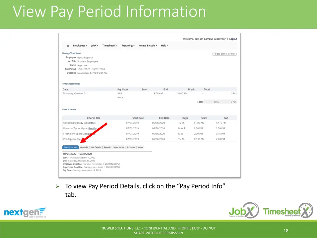 view pay period information