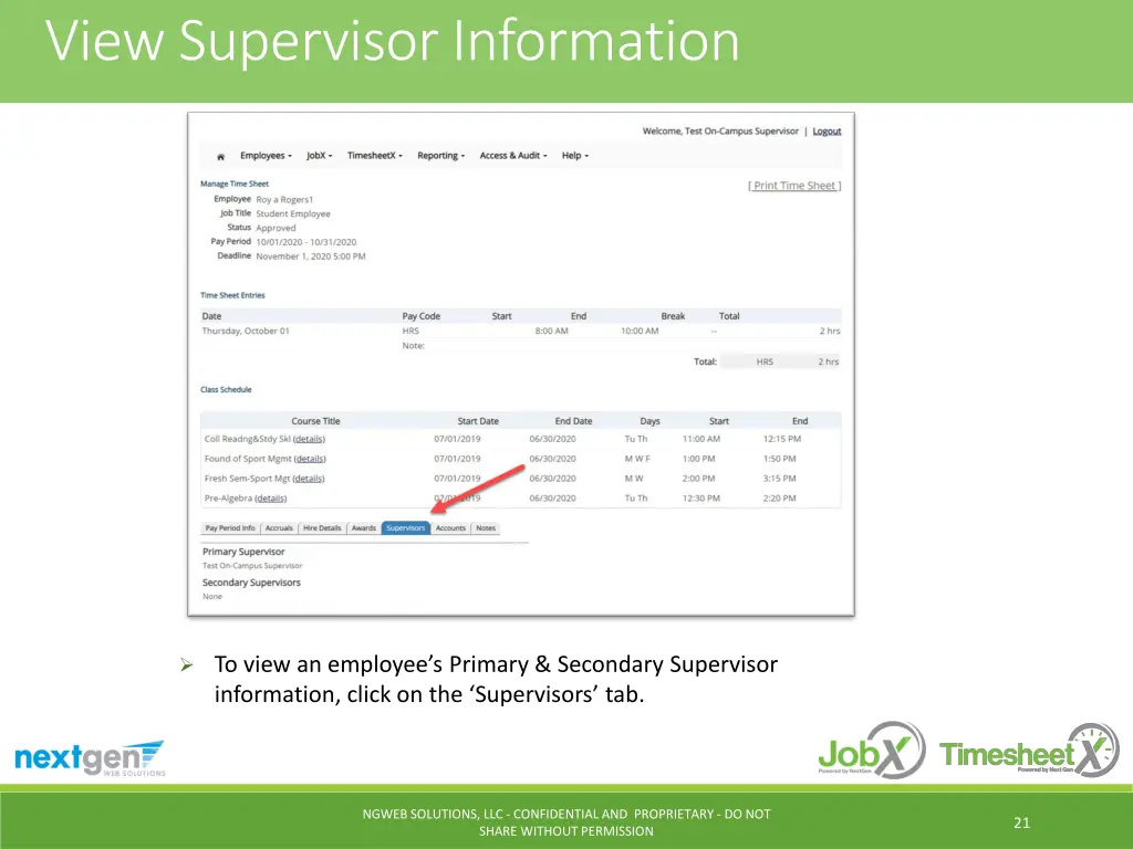 view supervisor information