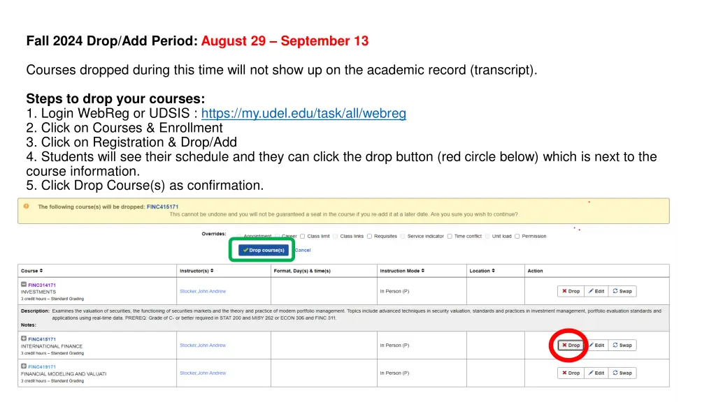 fall 2024 drop add period august 29 september 13