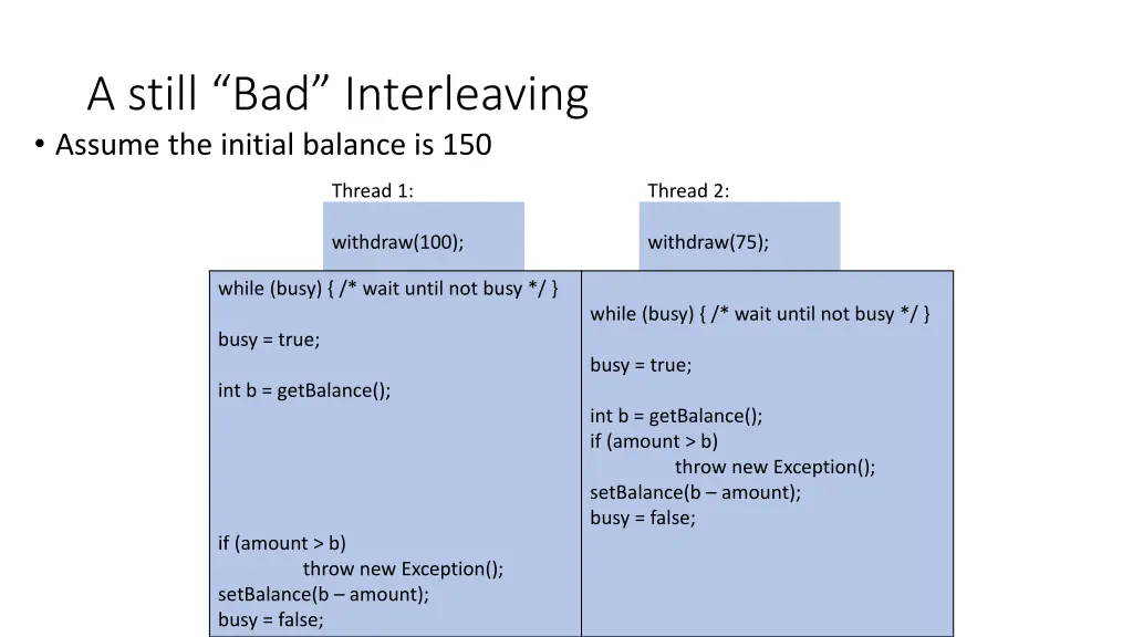 a still bad interleaving assume the initial 1