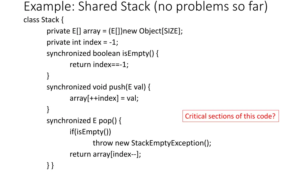 example shared stack no problems so far class