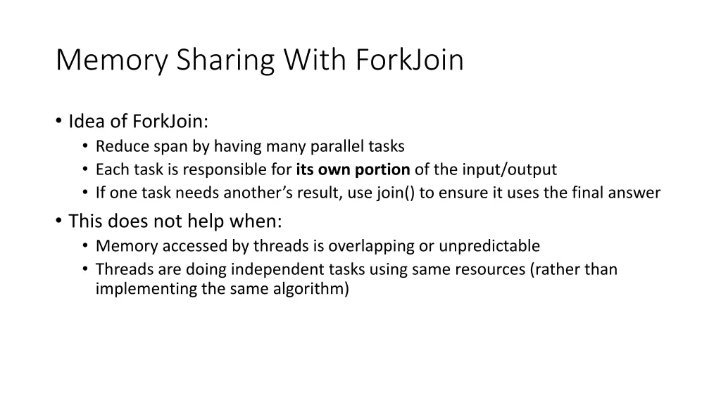 memory sharing with forkjoin