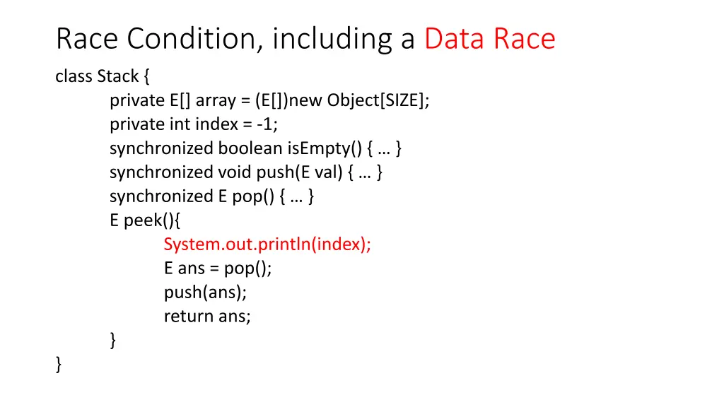 race condition including a data race