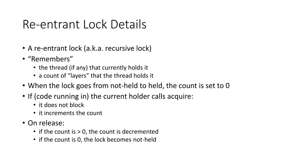 re entrant lock details