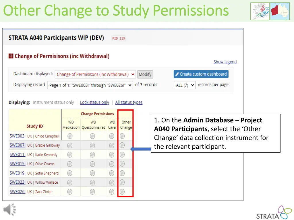 other change to study permissions other change