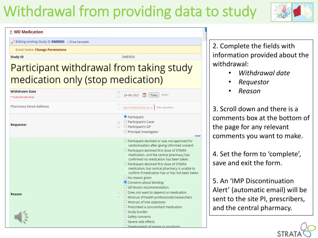 withdrawal from providing data to study 1