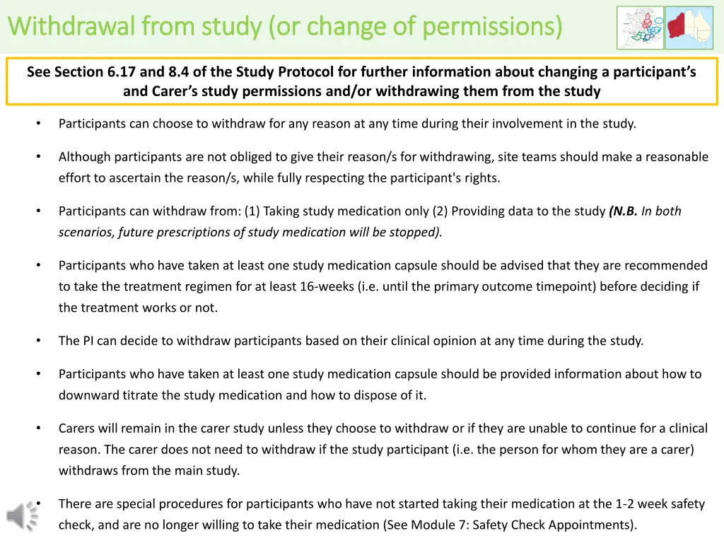 withdrawal from study or change of permissions