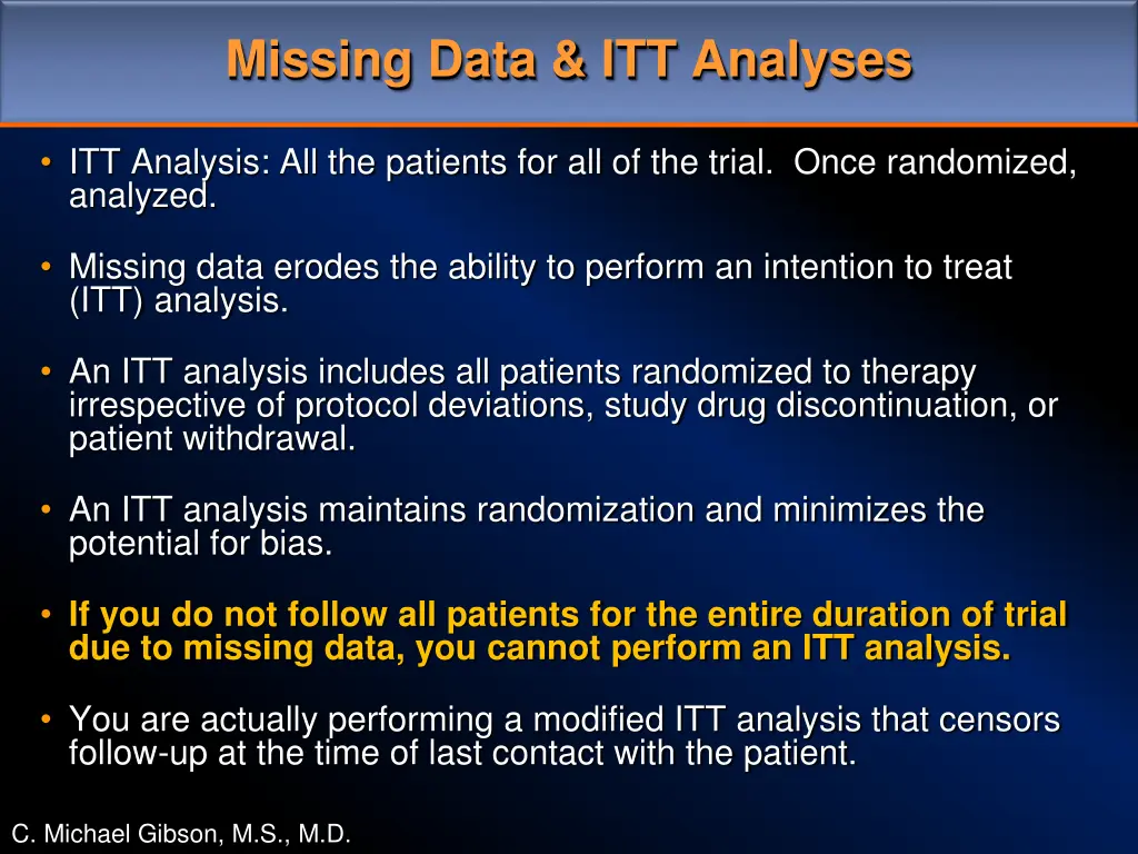 missing data itt analyses