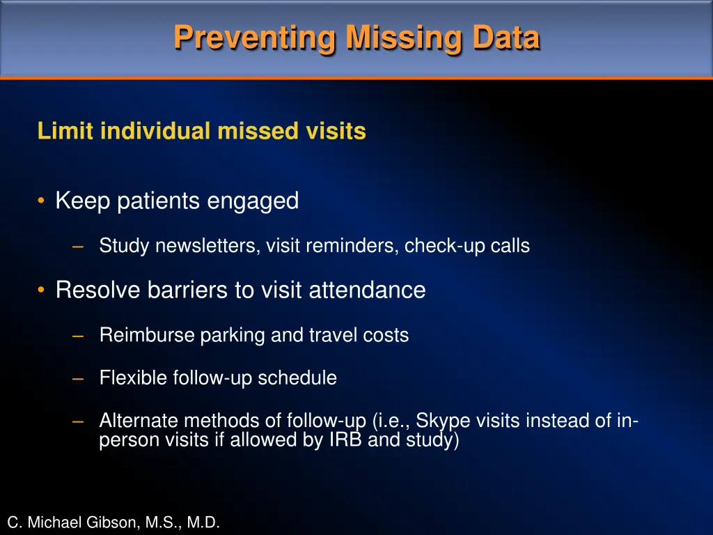 preventing missing data 1