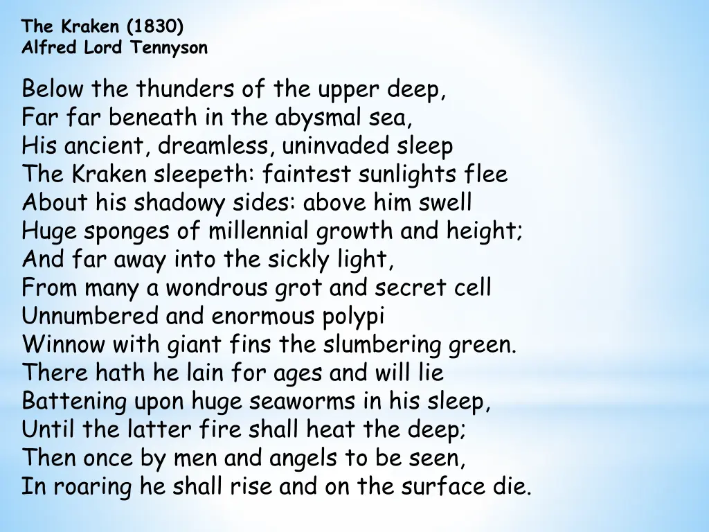 the kraken 1830 alfred lord tennyson 1