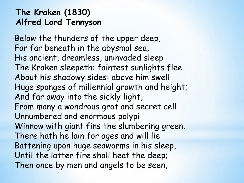 the kraken 1830 alfred lord tennyson