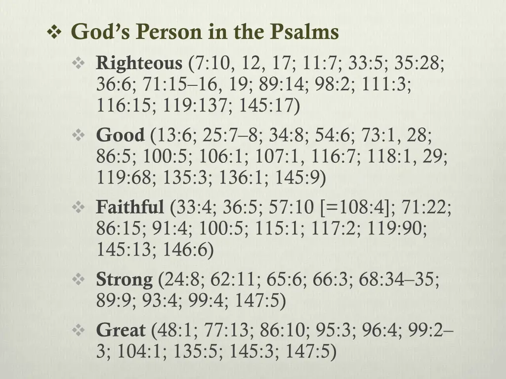 god s person in the psalms righteous