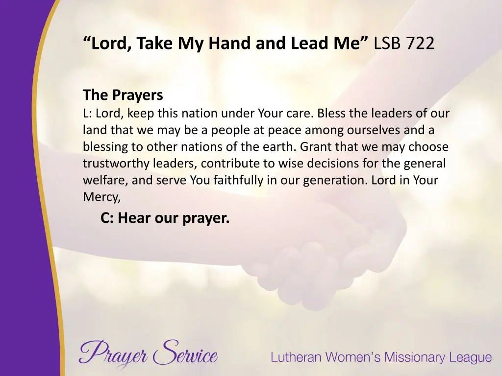 lord take my hand and lead me lsb 722