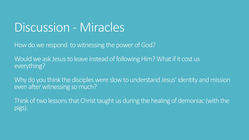 discussion miracles