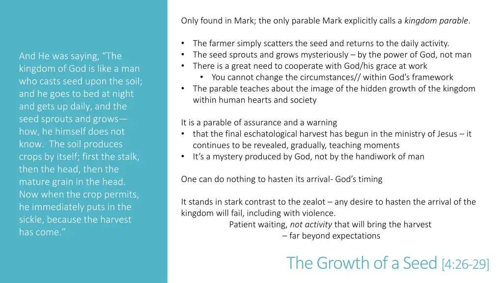 only found in mark the only parable mark