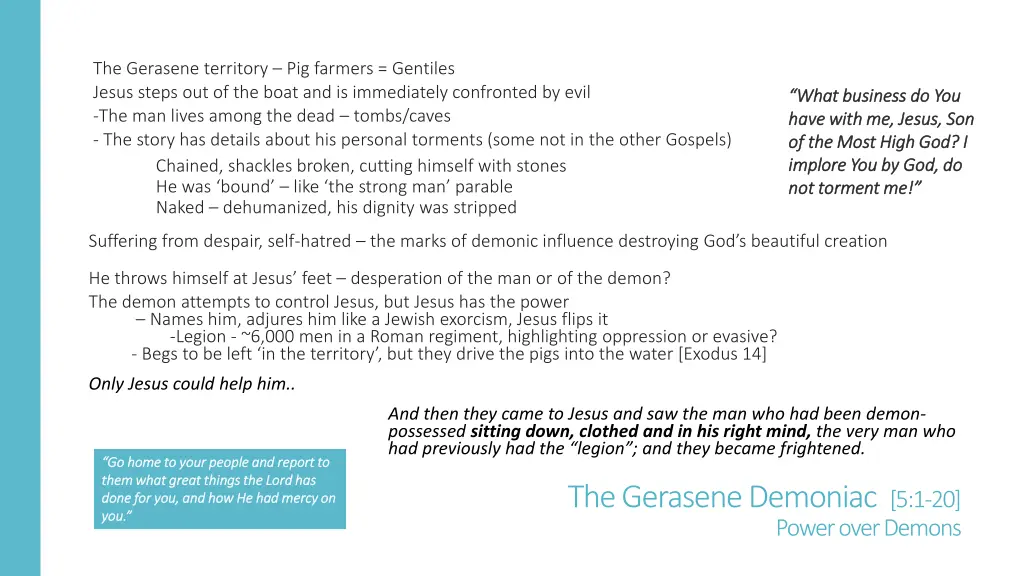 the gerasene territory pig farmers gentiles jesus