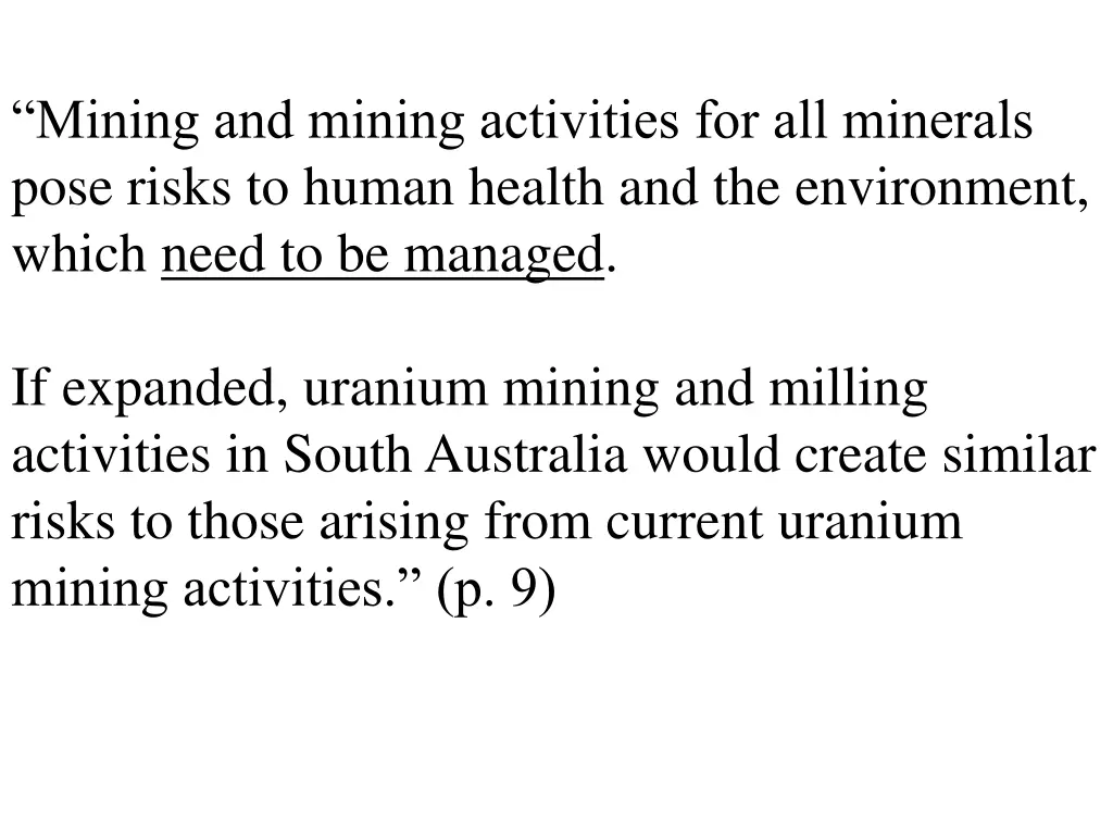 mining and mining activities for all minerals