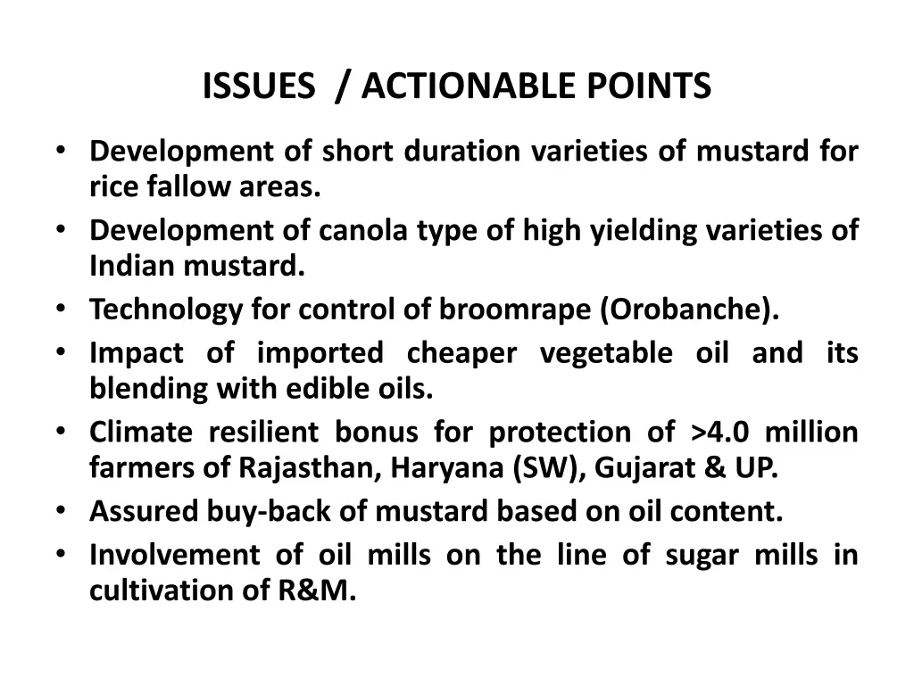 issues actionable points