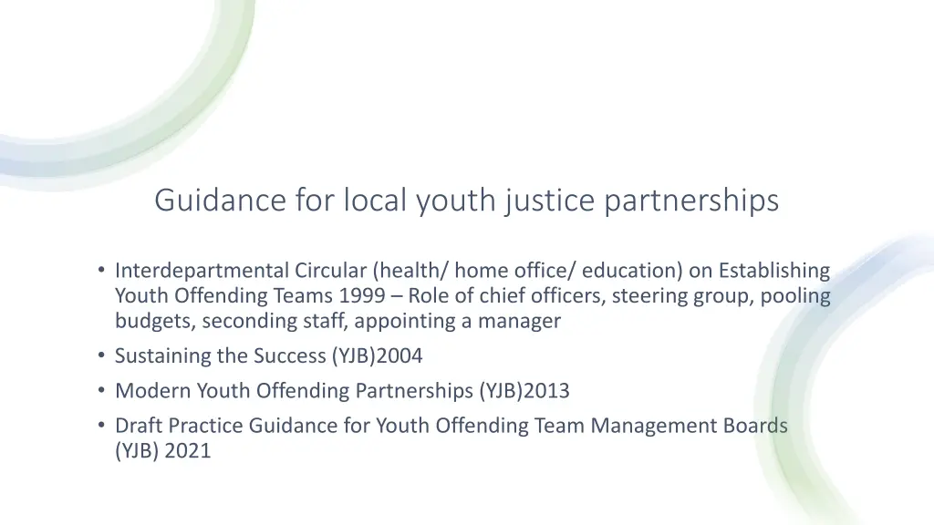 guidance for local youth justice partnerships