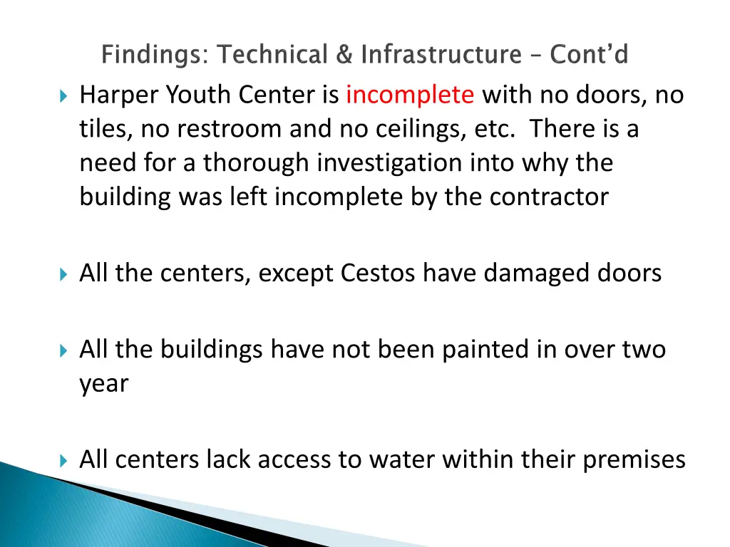 harper youth center is incomplete with no doors