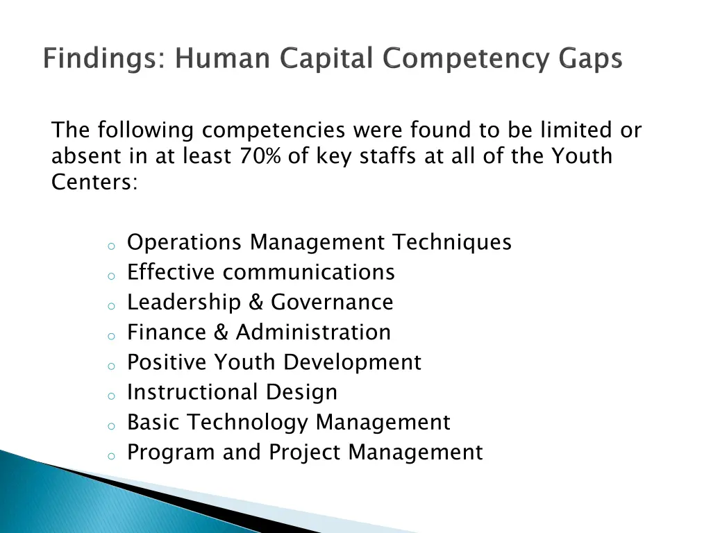 the following competencies were found