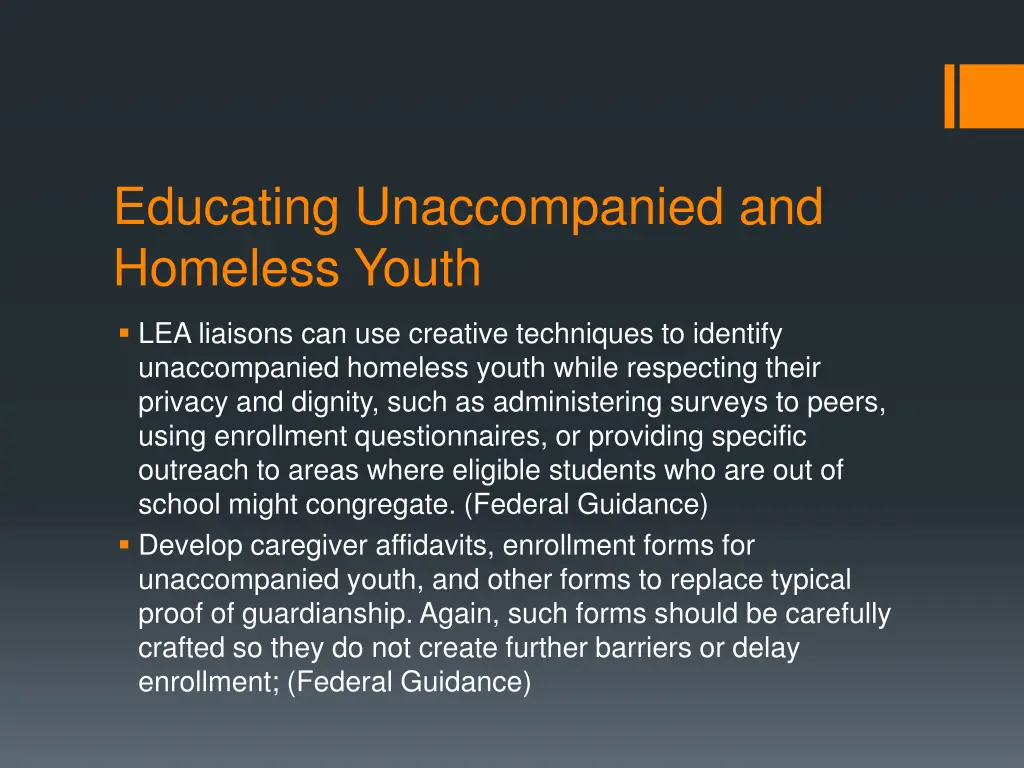 educating unaccompanied and homeless youth 18