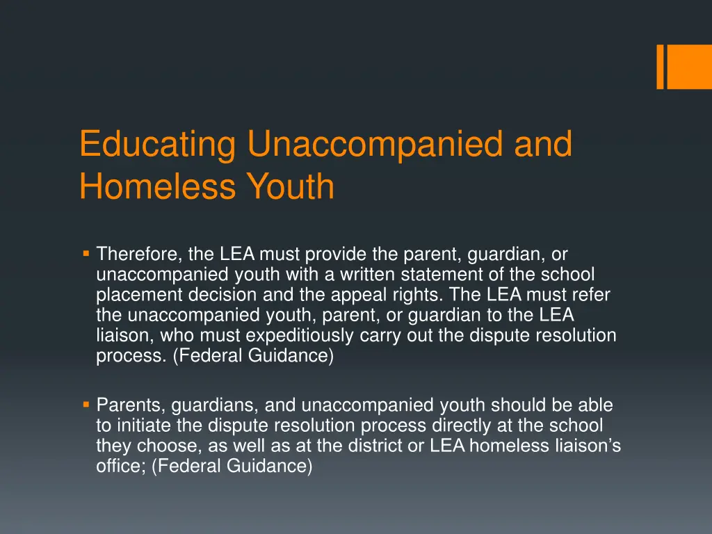 educating unaccompanied and homeless youth 19