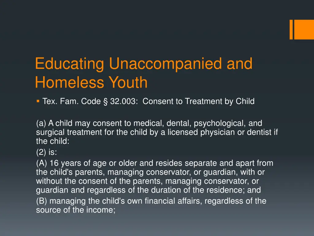 educating unaccompanied and homeless youth 27