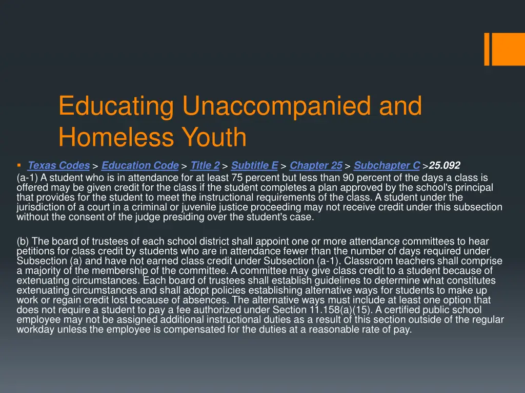 educating unaccompanied and homeless youth 29