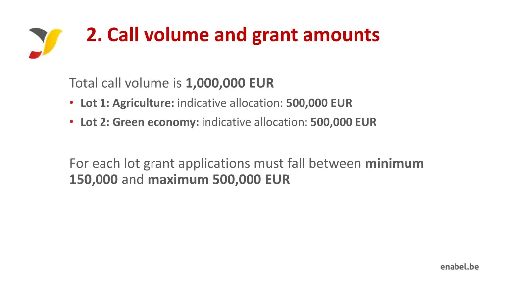 2 call volume and grant amounts