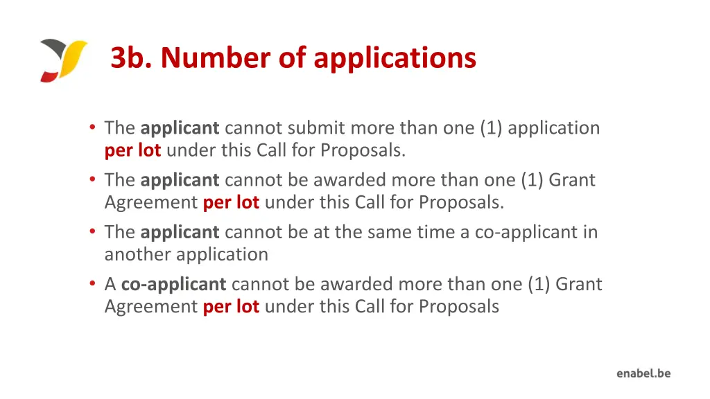 3b number of applications