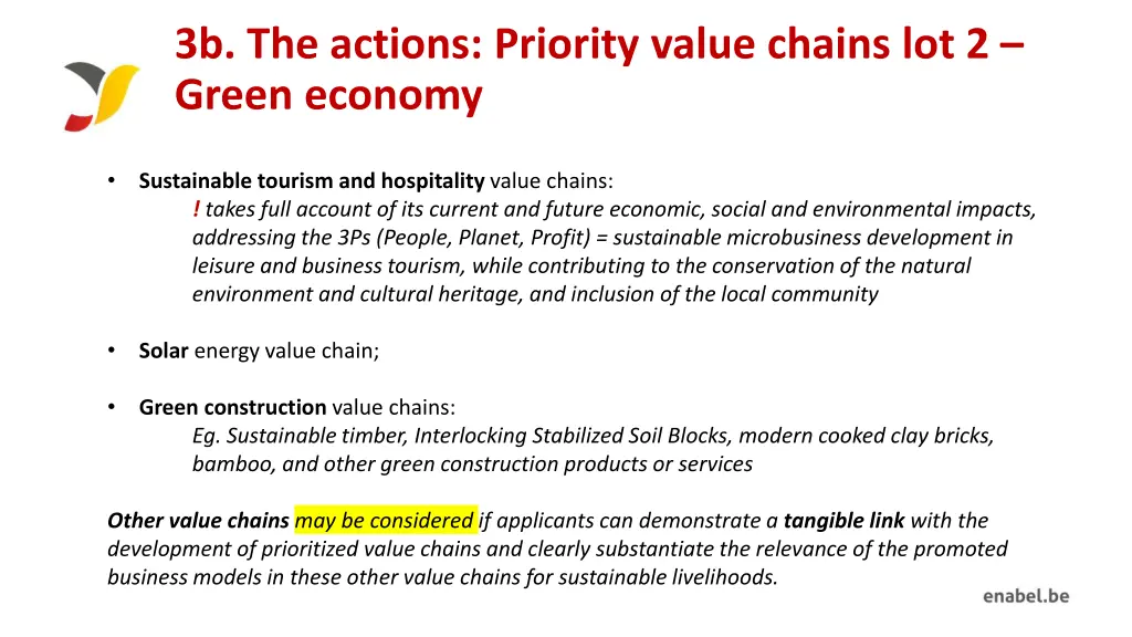 3b the actions priority value chains lot 2 green