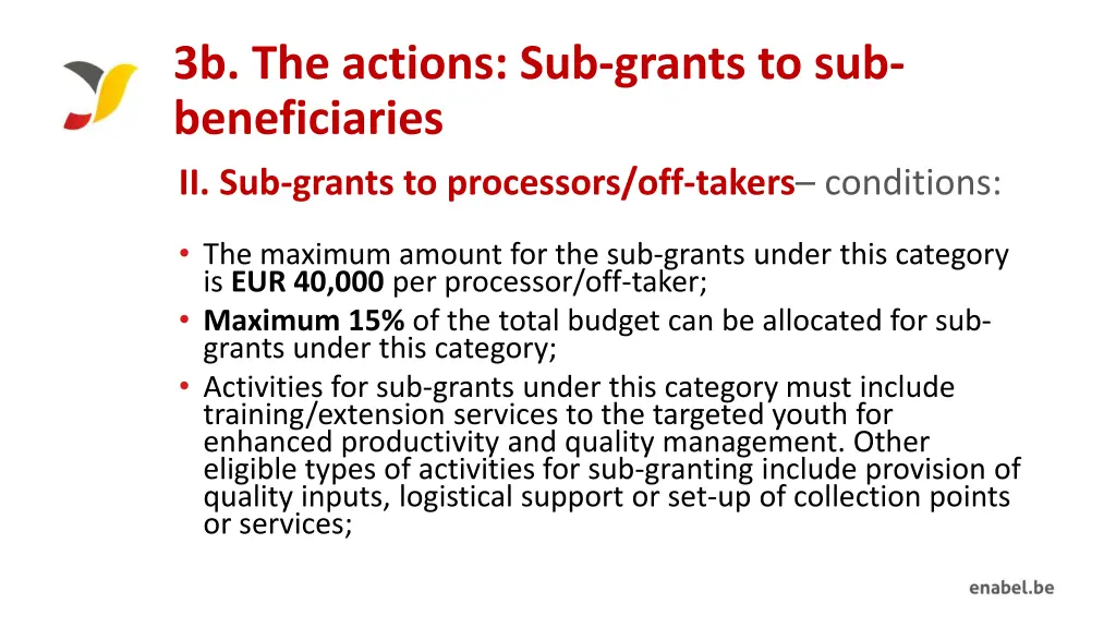 3b the actions sub grants to sub beneficiaries 3