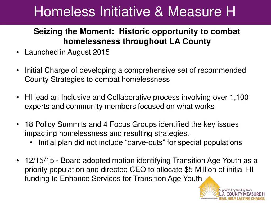 homeless initiative measure h