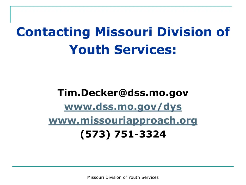 contacting missouri division of youth services