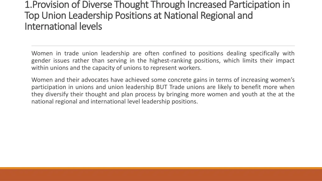 1 provision 1 provision of diverse top union