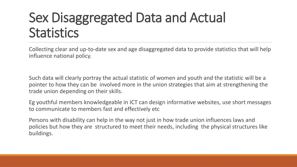 sex disaggregated sex disaggregated d data