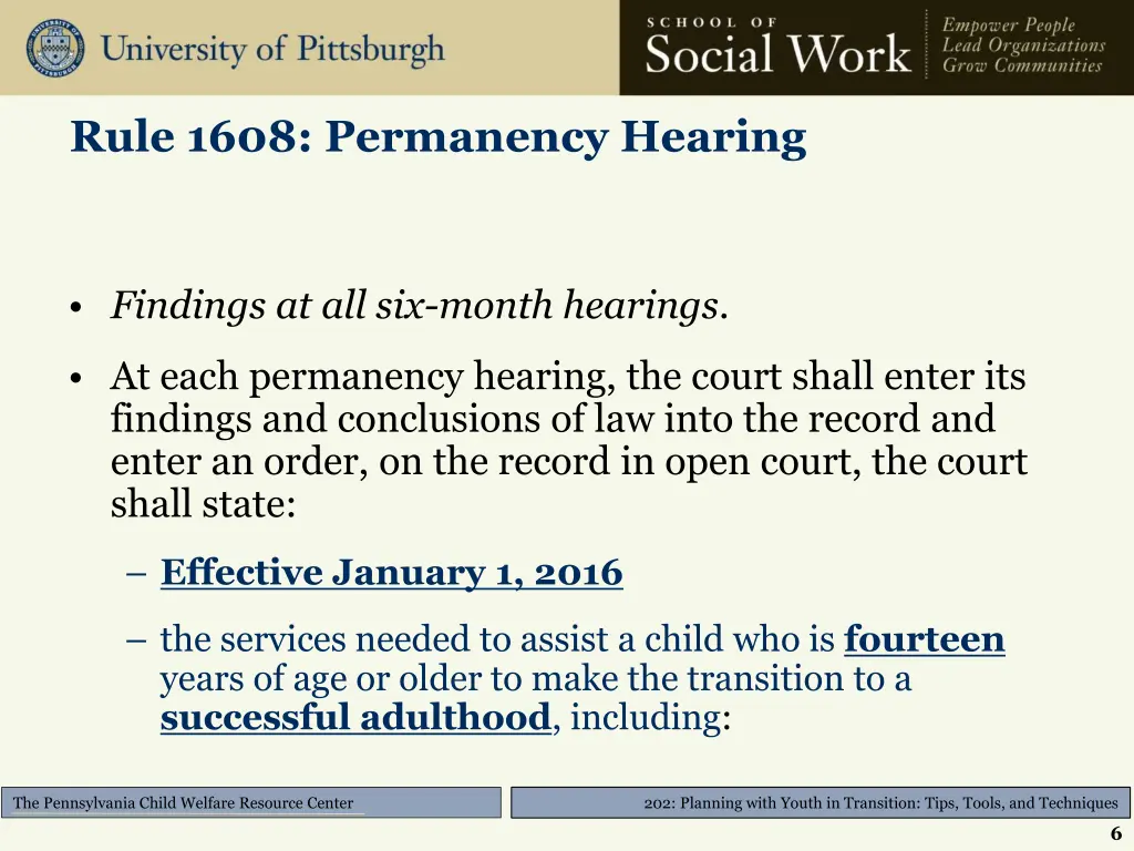 rule 1608 permanency hearing