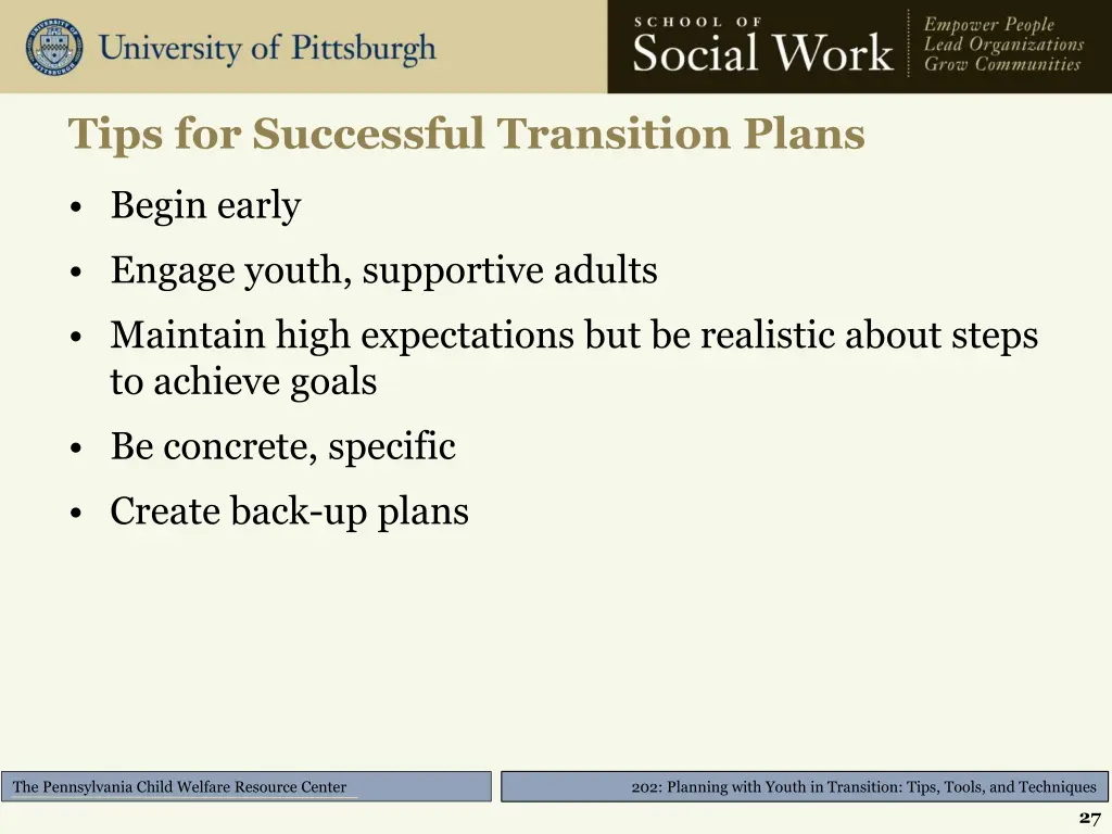 tips for successful transition plans