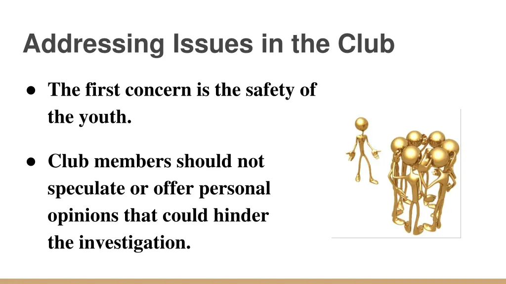 addressing issues in the club